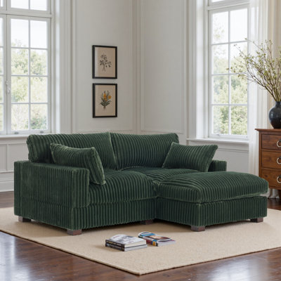 Canapé modulaire réversible en fausse fourrure de lapin de 2 pièces avec canapé modulaire et coussins 2 pièces