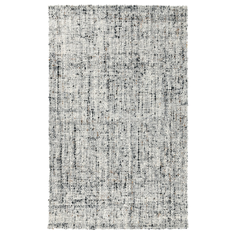 Wool Abstract Area Rug in Gray, Rectangle 5' x 8'