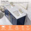 Plateau de meuble-lavabo double 60 po en pierre reconstituée avec lavabo - pour remplacement de meuble-lavabo, sans armoire