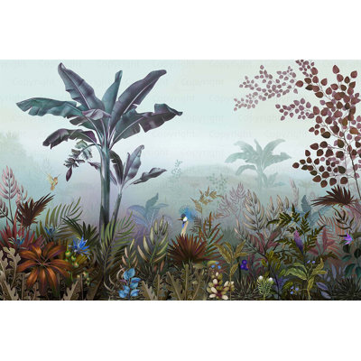Papier peint tropical, art mural jungle exotique