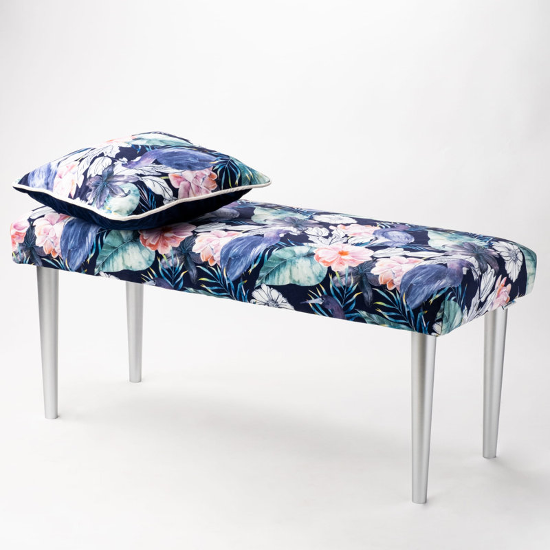 Velvet Upholstered Bench, 45cm H x 140cm W x 40cm D