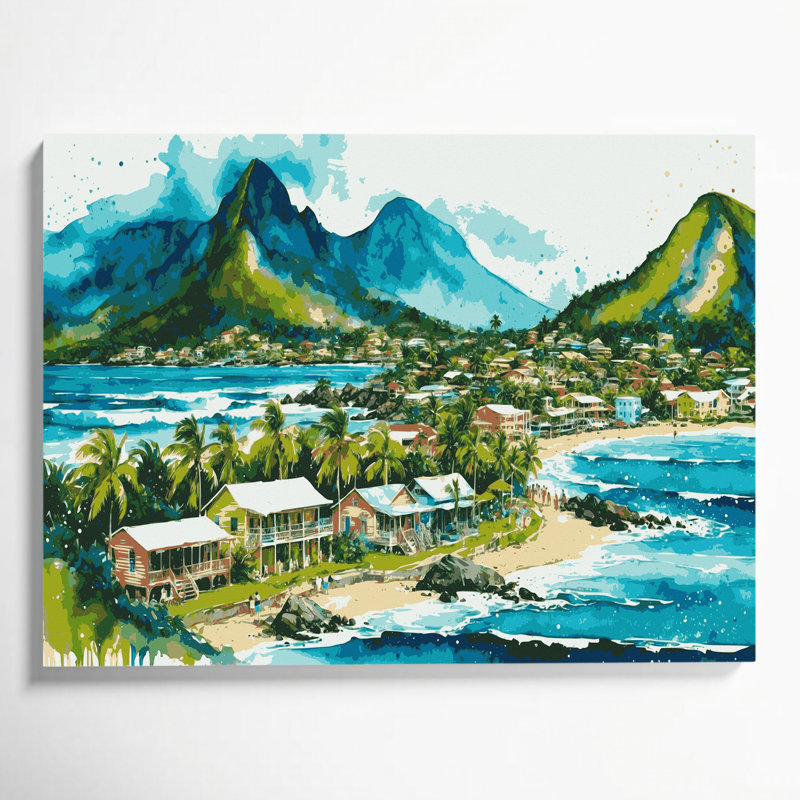 Cities Jamaica Green Canvas Wall Art, 11" H x 14" W