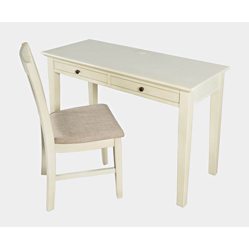 Ensemble de bureau et de chaise Barna avec chargement USB, Crème antique