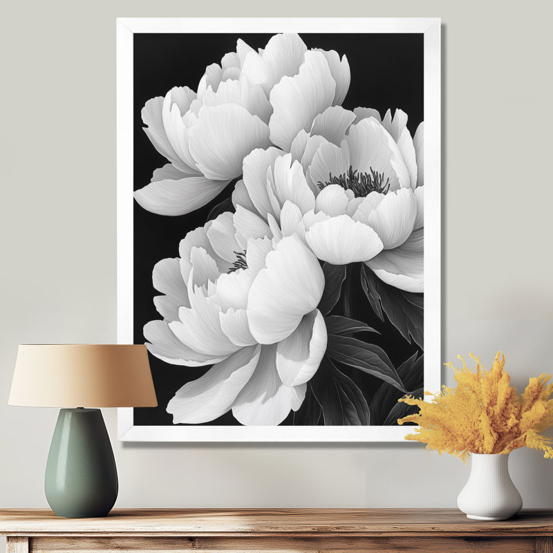 Banwell - salon d'art mural floral, H 40 po x l 30 po, Reproduction encadrée d'une seule photo, Blanc