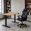 Bureau assis-debout électrique, 61 x 122 cm, bois naturel, plateau monobloc, trois hauteurs préréglées, silencieux, hauteur réglable, plateau rectangulaire, design ergonomique.-1429351834-1429351837