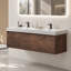 72" Modern Wall-Mounted Double Bathroom Vanity with Dark Walnut Finish, Nested Drawers and Integrated Glossy White Sink-557319106-557319107