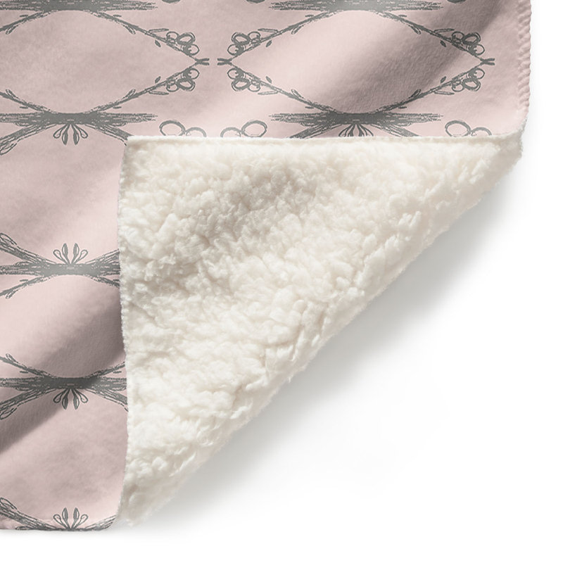 Couverture sherpa doux brindilles rose, l 51 po x L 60 po