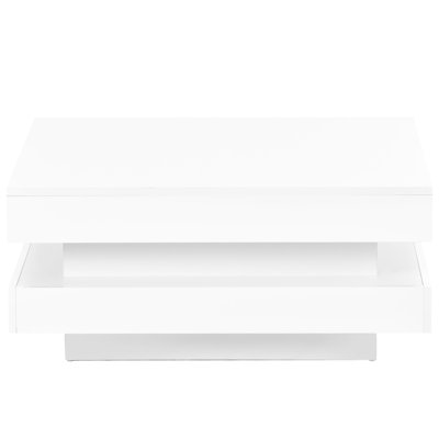Square 2 Coffee Table With Led Lights, High Gloss White, 31.5''x31.5''x14.2'', And Decorative For Living Room Led, Gloss, Stylish Area