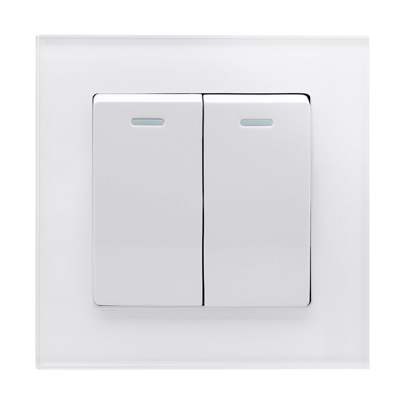 Crystal PG 2 Gang Rocker Light Switch White, White