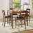 Deral 5-piece Elm Mid Century Modern Solid Wood Square Dining Table Set