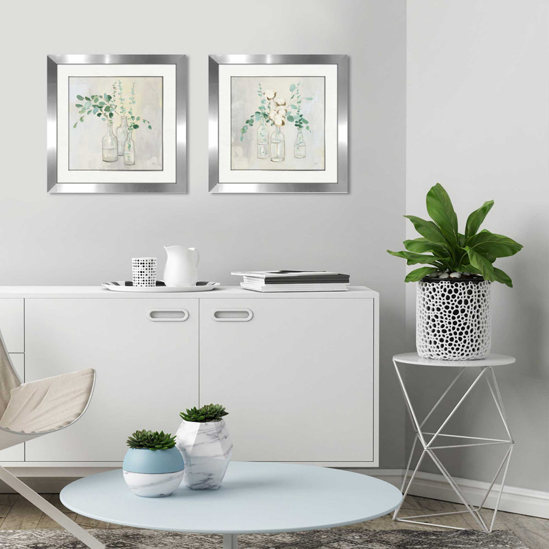 « summer boutures i », ensemble de 2 reproductions de peintures à l’aquarelle encadrées, H 16,5 po x l 33 po x P 1 po