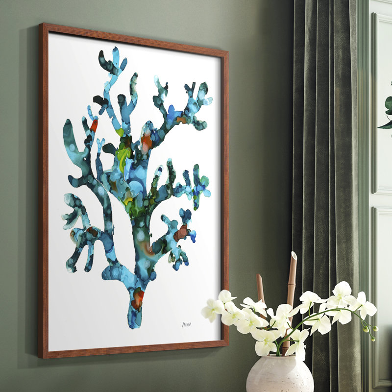 Sea Coral I, reproduction encadrée - bois massif, Brun, H 20 po x l 16 po