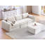 Ensemble de canapé de canapé modulaire rembourré, mobilier de salon modulaire en forme de L avec 5 coussins, combinaison de bricolage pour une utilisation polyvalente, blanc-789125257