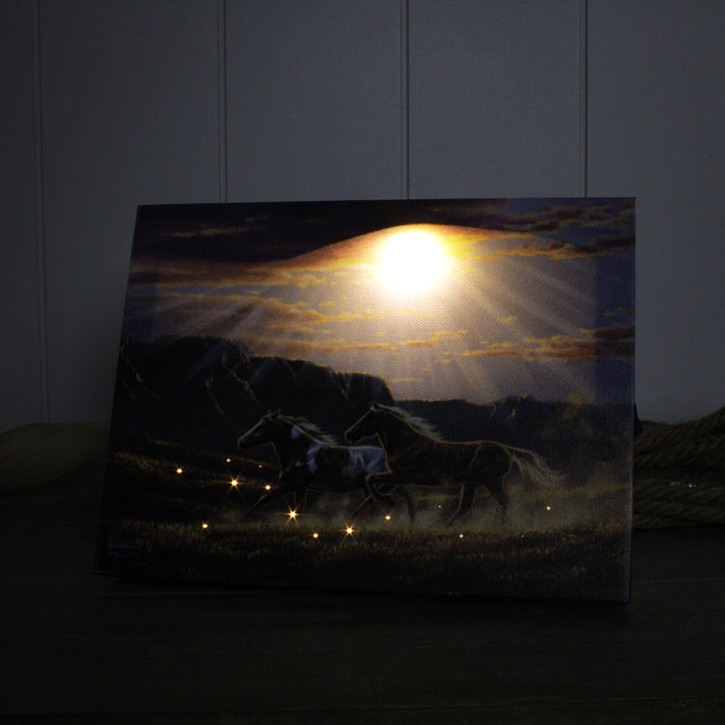 Durso - Wild Horses 8x6 Lighted Tabletop Canvas