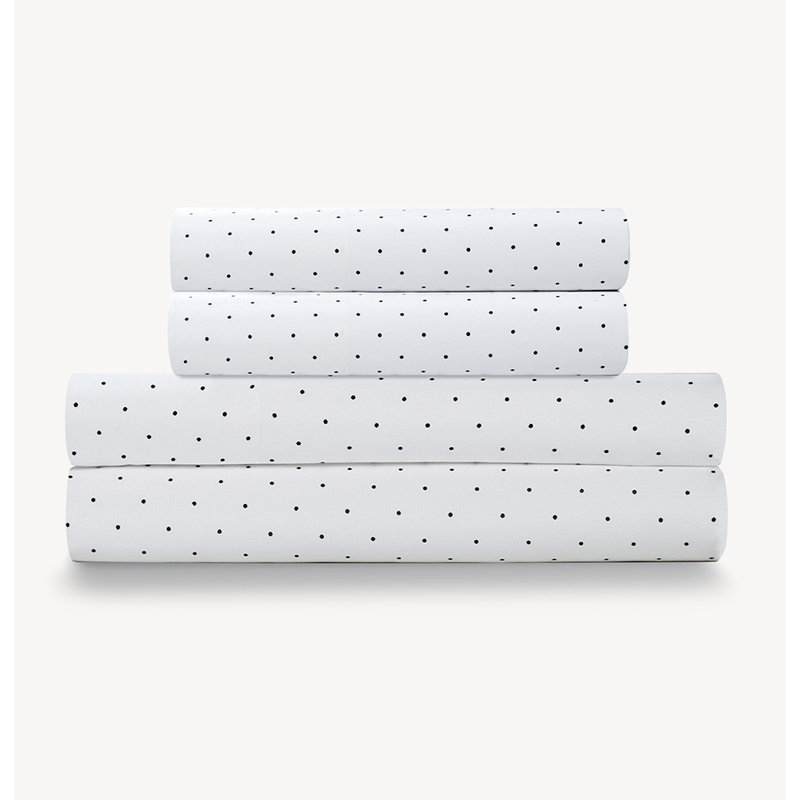 Microfiber Polka Dots Sheet Set, Black, Full