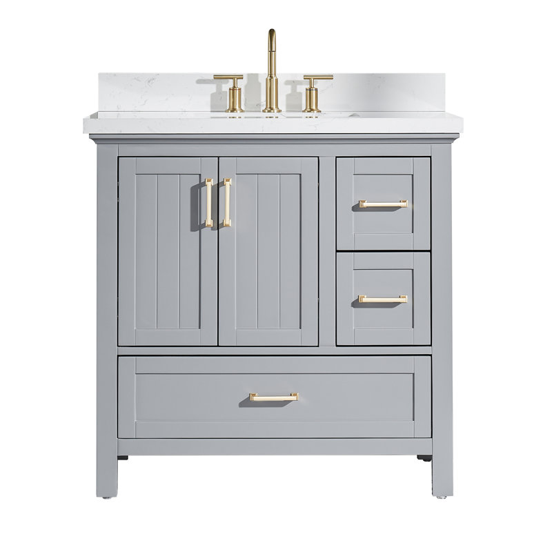 Fully Assembled 36" Freestanding Single Sink Bathroom Vanity with 2 Handle Sets
