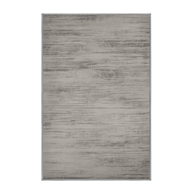 Machine Washable Abstract Gray Area Rug, Rectangle 8' x 12'