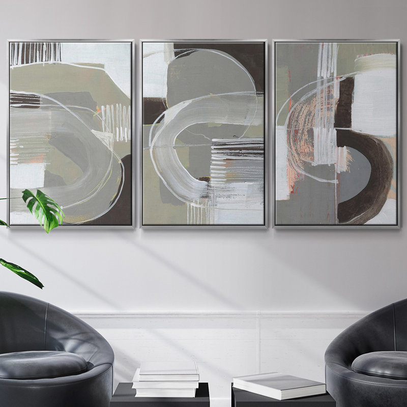 Arching Neutrals I 3 pièces, H 40 po x l 78 po, Argent
