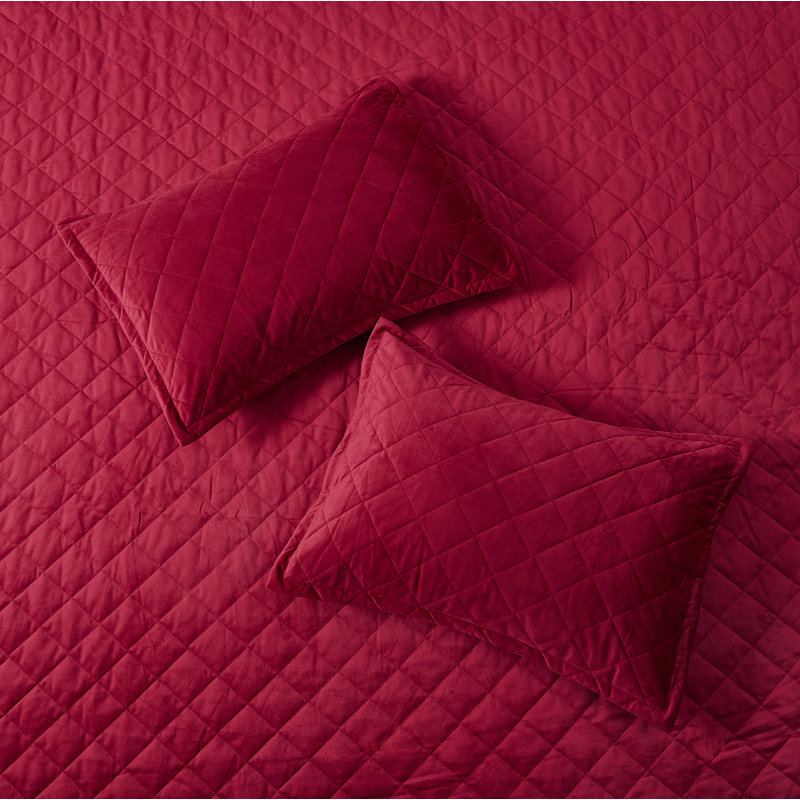 Polyester Coverlet with Pillow Shams Included, Garnet