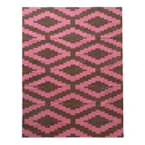 Pink & Brown Geometric Flatweave Cotton Rug - 8'1" x 11'1"