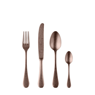 Vintage Flatware Set - 24 Pieces - Pewter Bronze