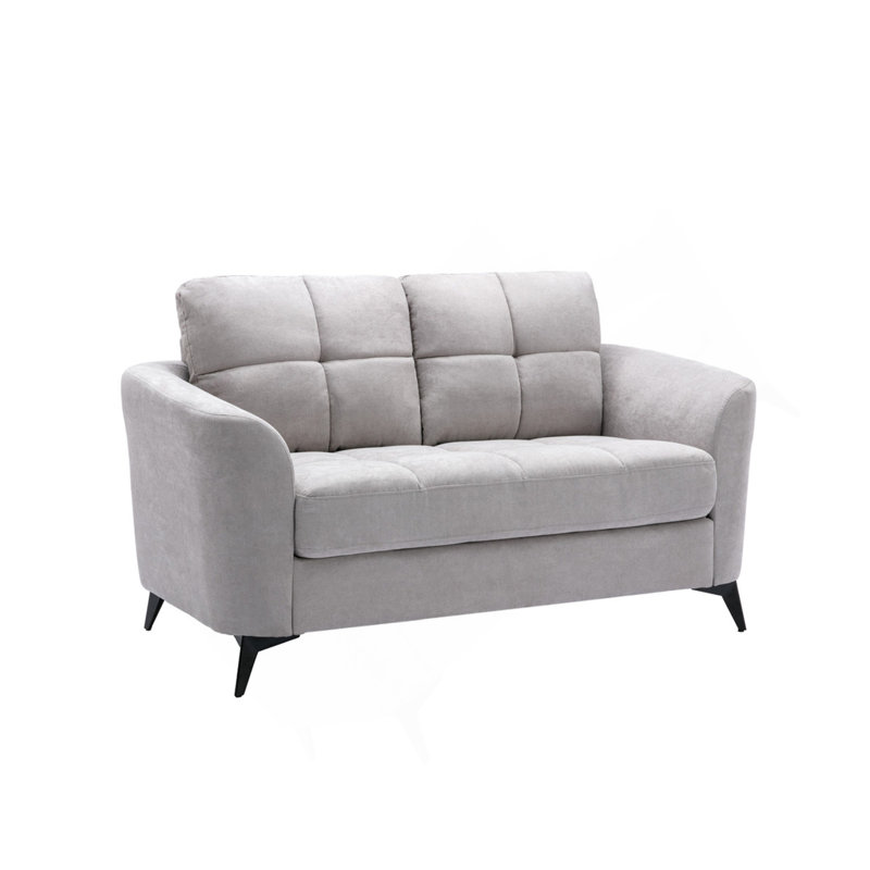 Carlotta 60"W Light Grey Woven Fabric Loveseat