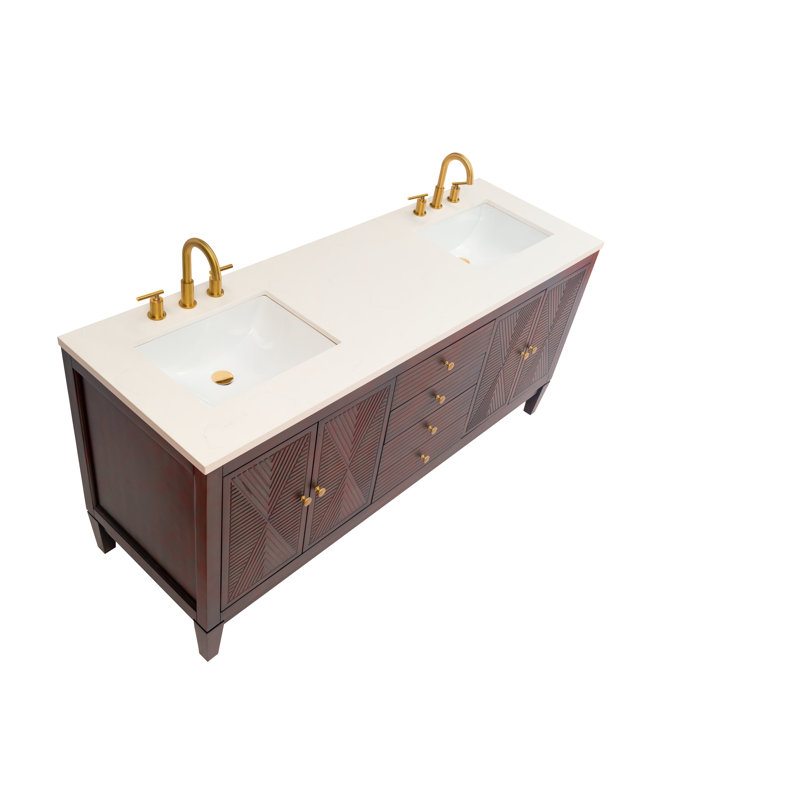 Lilly's 72"L Free Standing Vanity In Dark Walnut