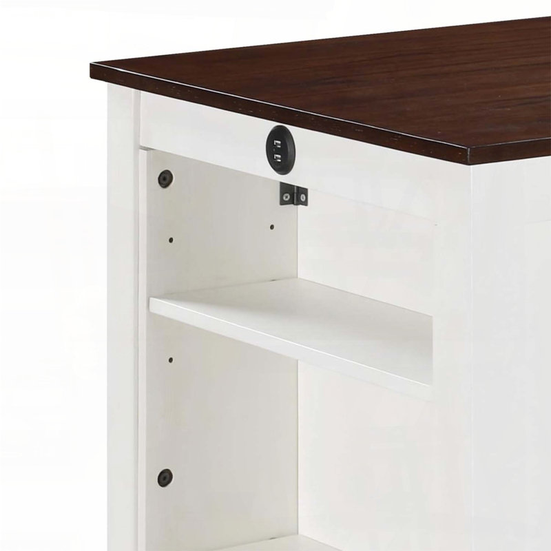 Table de salle à manger à hauteur de comptoir 36 po avec ports USB et tablettes - blanc, Brun / Blanc