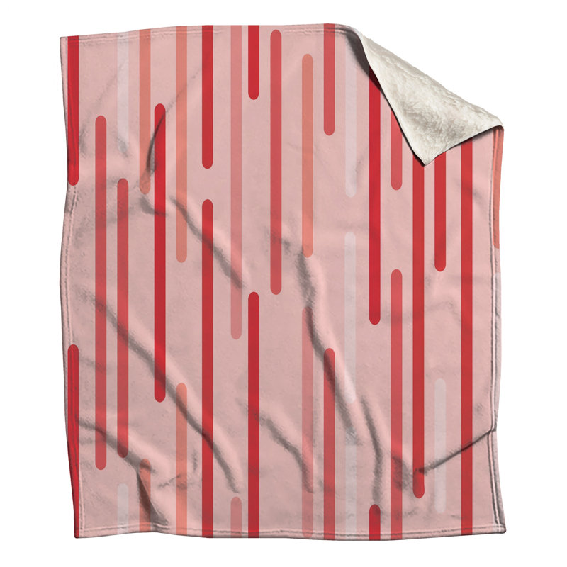 Jeté en molleton Red Stripes - Jeté à motif pour canapés ou lits, 50in W x 60in H