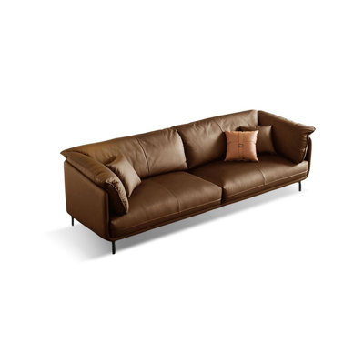 Causeuse coussin en cuir véritable Coffee