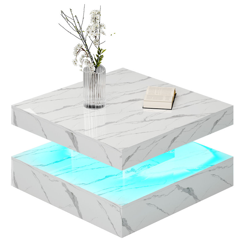 Emilly Coffee Table, Glossy White, 13.7" H x 30.7" L x 30.7" W