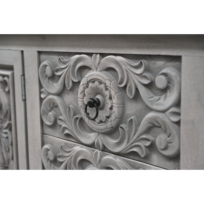 3-drawer 4-door Carved Solid Wood Sideboard