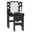 Meuble-lavabo noir avec lumières Hollywood, coiffeuse avec station de charge, tiroirs, tablettes et tabouret de rangement | Idée de cadeau