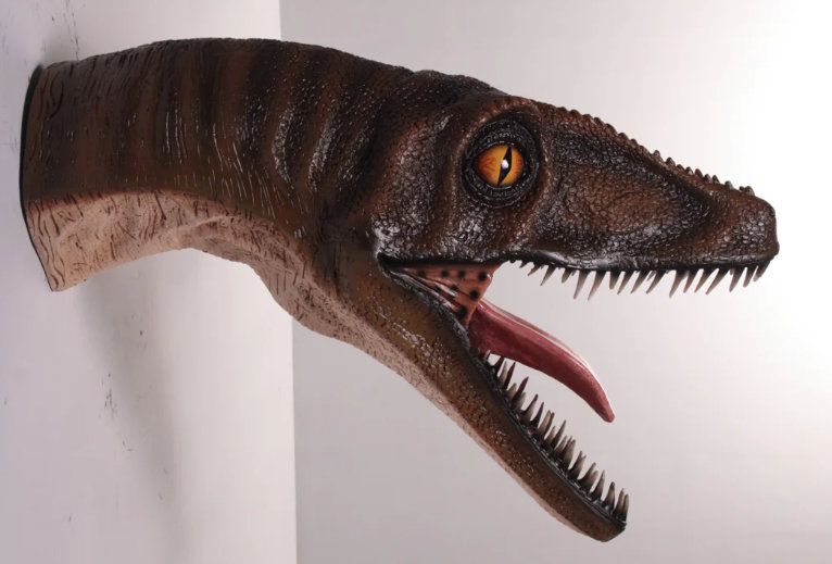 Velociraptor Dinosaur Head Life Size Statue