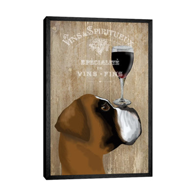 Dog Au Vine Boxer by Fab Funky - Print on Canvas