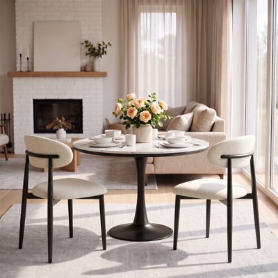 Ensemble de 8 chaises de salle à manger, chaises de cuisine en métal avec revêtement en tissu moderne pour salle à manger