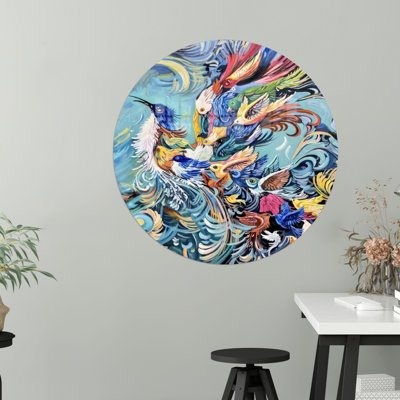 Grand art mural en verre mettant en vedette un oiseau Phoenix pour une expérience unique