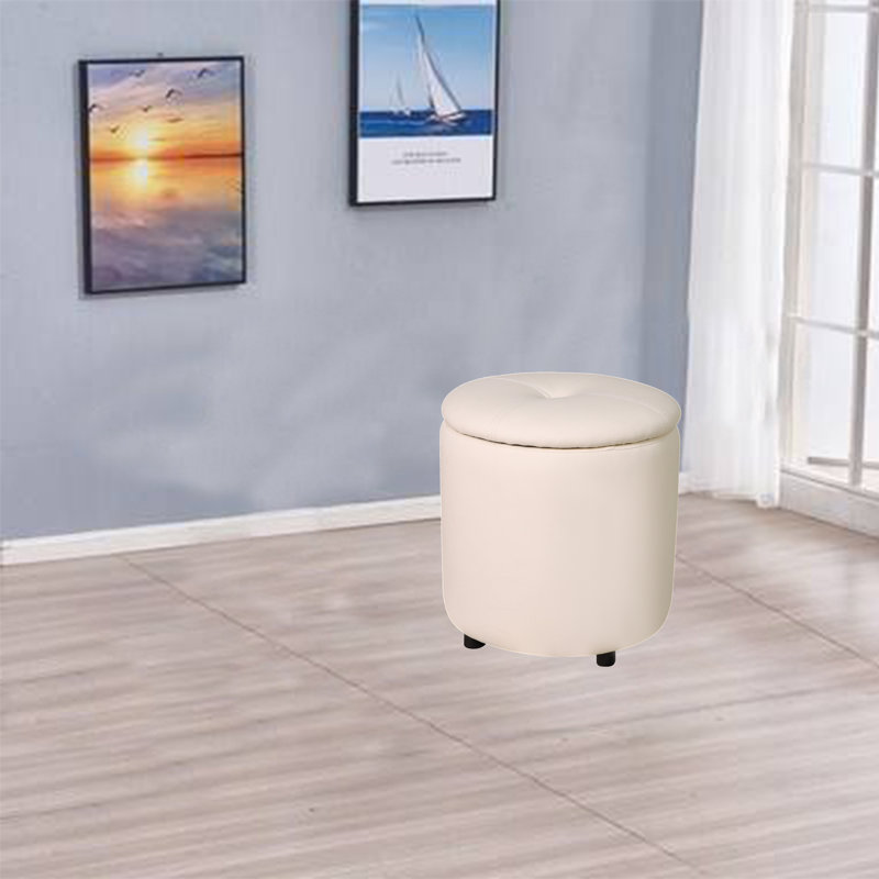 Solid Wood Accent Stool, White