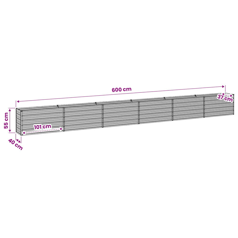 Raised Garden Bed, 55cm H x 600cm W x 40cm D, Wood Brown