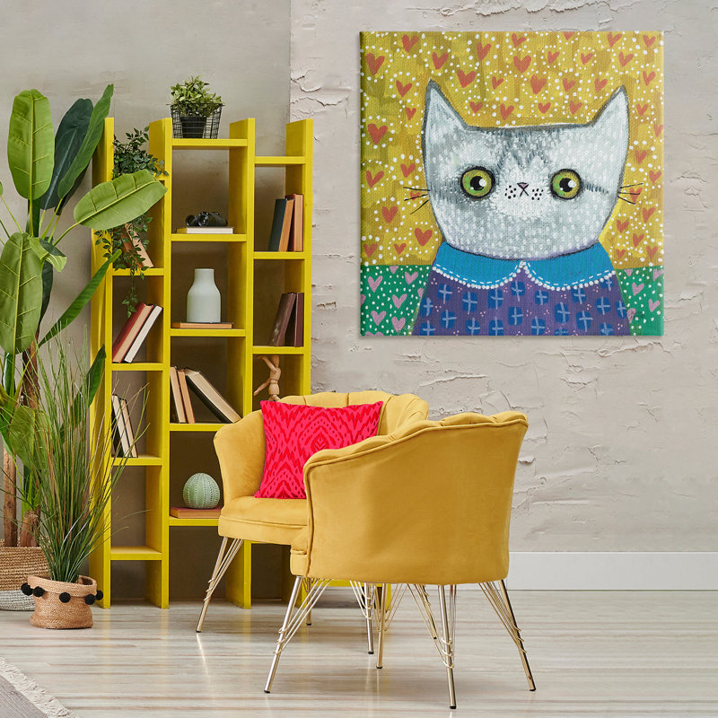 "Chaton avec des motifs amusants" par Melissa Averinos, H 36 po x l 36 po