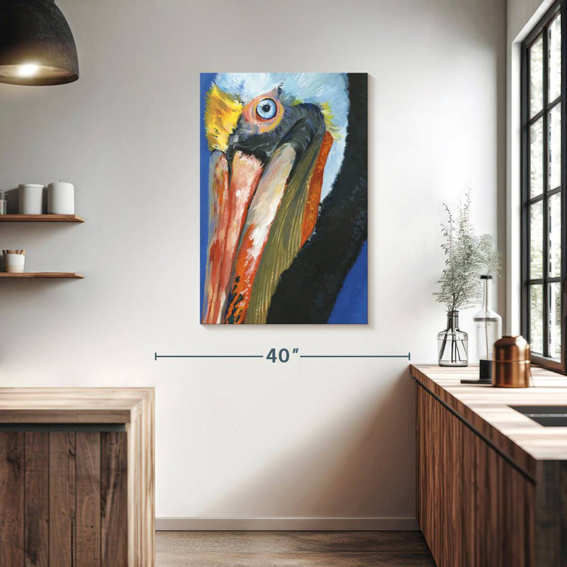 Pélican vibrant Brampt I, H 39 po x l 26 po