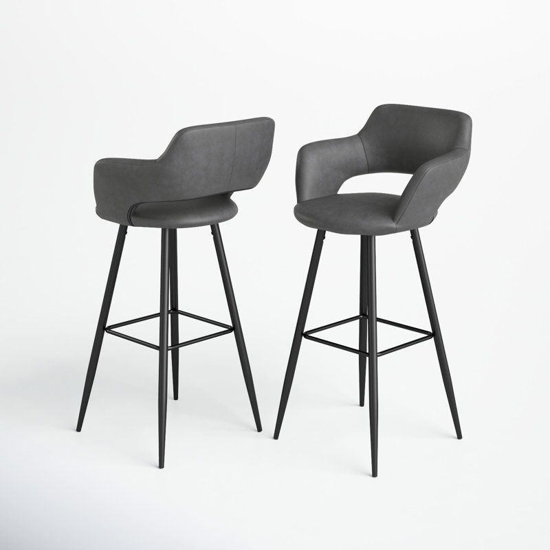 Lake Upholstered Counter Stool with Metal Frame, Gray, Bar Stool (30" Seat Height)