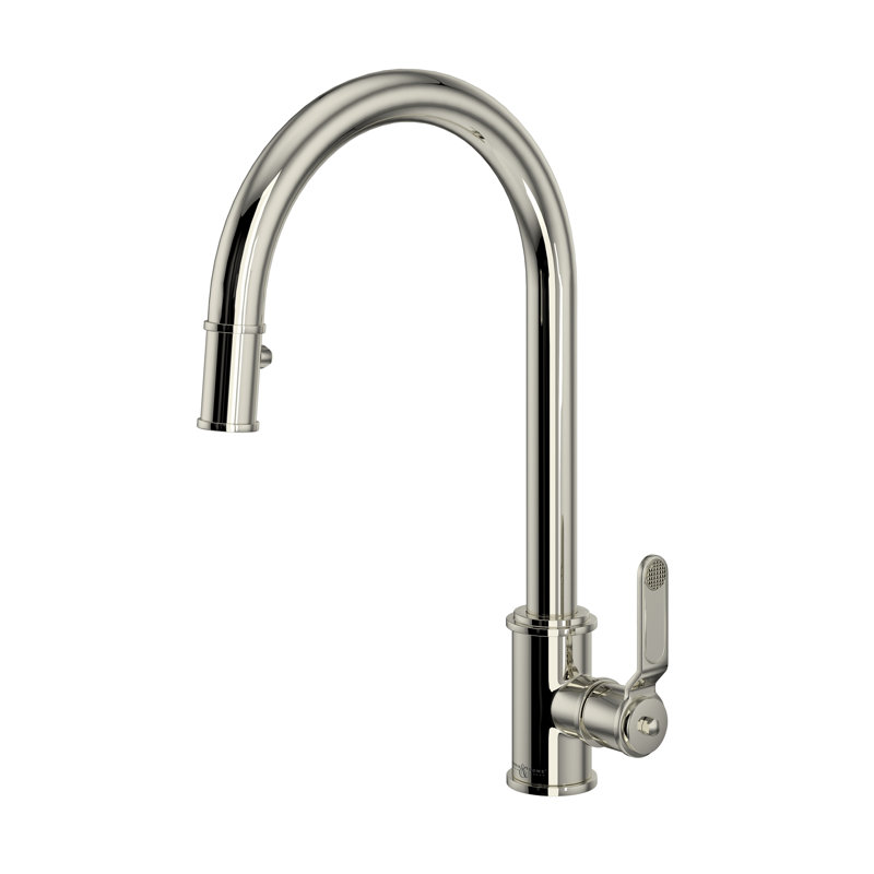Armstrong Pull-Down Kitchen Faucet With C-Spout, Polished Nickel