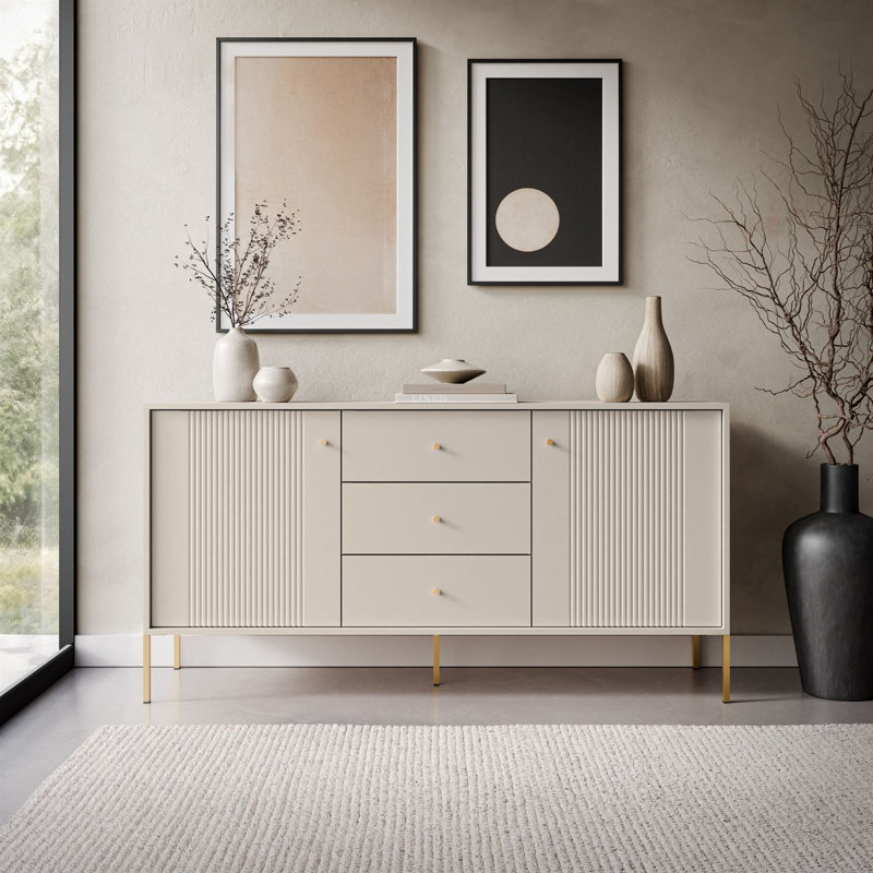 155cm Sideboard, cashmere + gold legs