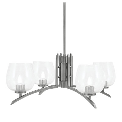 Kurve Light Chandelier With 6" Clear Bubble Glass