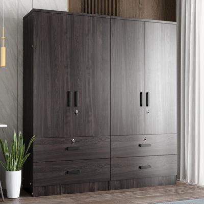 Double Wardrobe With 4 Slim Door And 4 Drawers! 