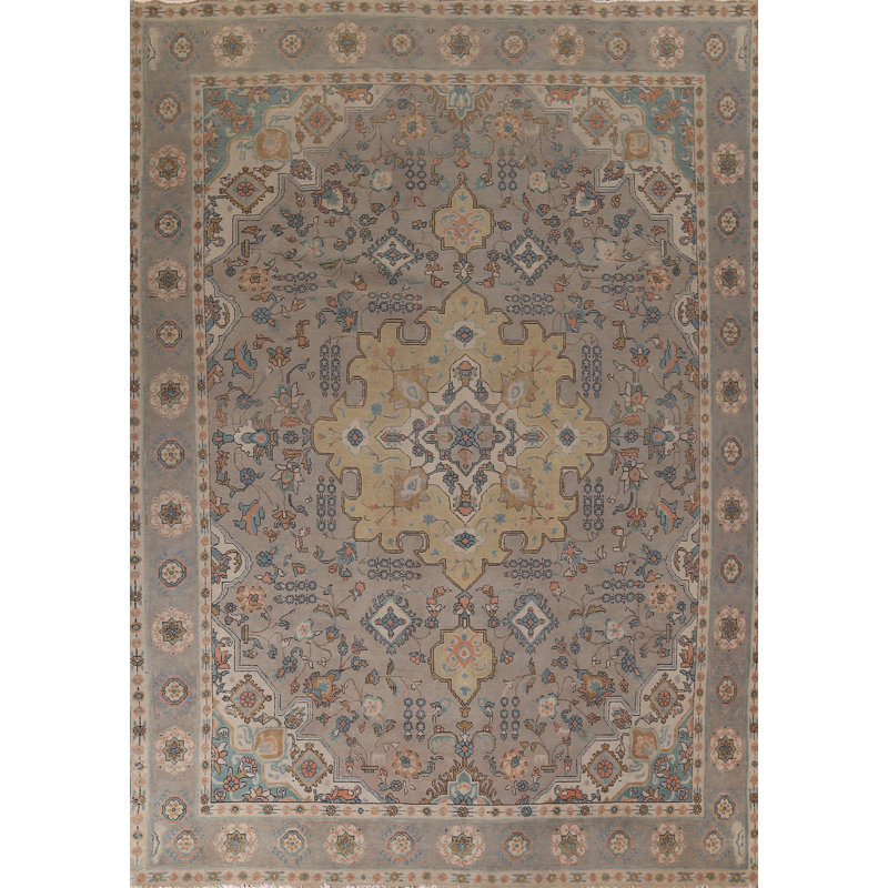 Tapis traditionnel géométrique gris 10 x 13