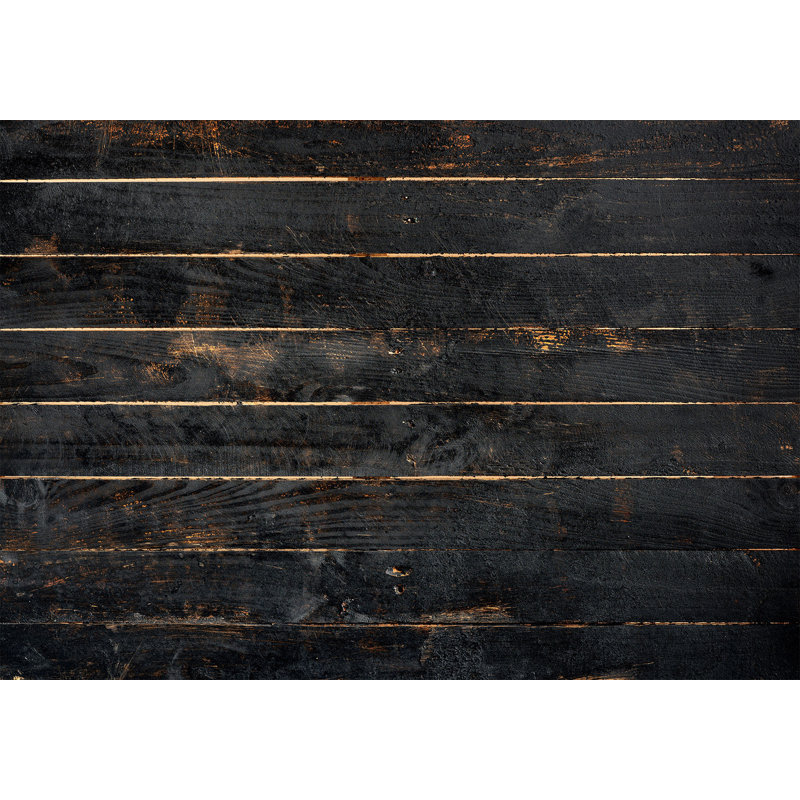Papier peint texture de surface - Vieilles planches horizontales noires, L 68 po x l 98 po