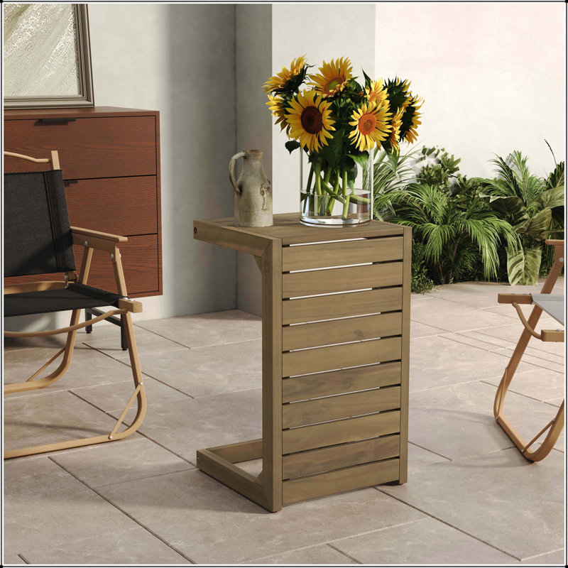 C-shape end table, Brown