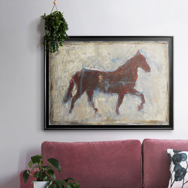 " Iron Equine II ", 26" H x 38" W x 1.5" D, Black Closed Corner Framed Canvas